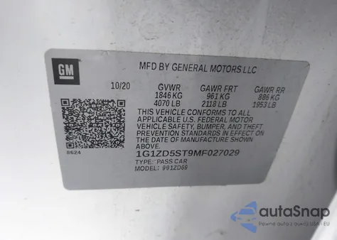 2021 Chevrolet Malibu Fwd Lt from USA, damaged, VIN 1G1ZD5ST9MF027029